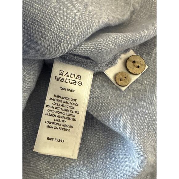 Cynthia Rowley 100% Linen Long Roll Tab Sleeves Light Blue Tunic Blouse Top 1X - Picture 15 of 16